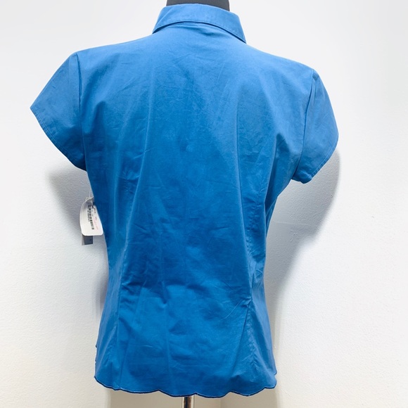 August Silk Logic Blouse Blue Cap Short sleve - Picture 4 of 6